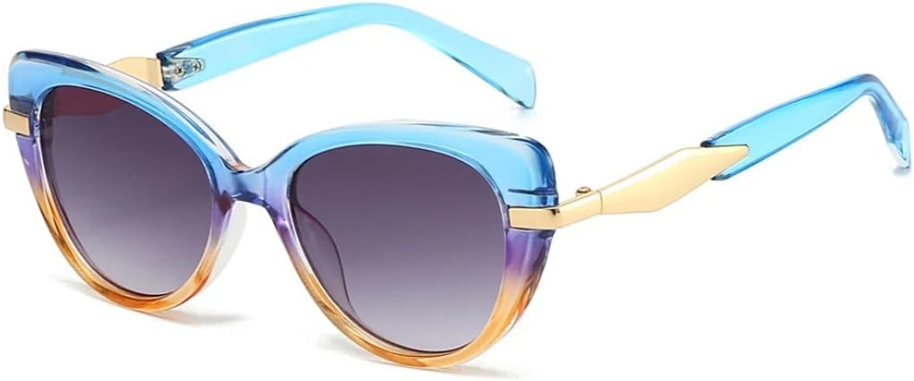 

Солнцезащитные очки с защитой от УФ-излучения UV400 | Градиентная оправа «кошачий глаз» | Для женщин и мужчин, для занятий спортом на открытом воздухе и вождения DSVIGF, Blue Orange Grey