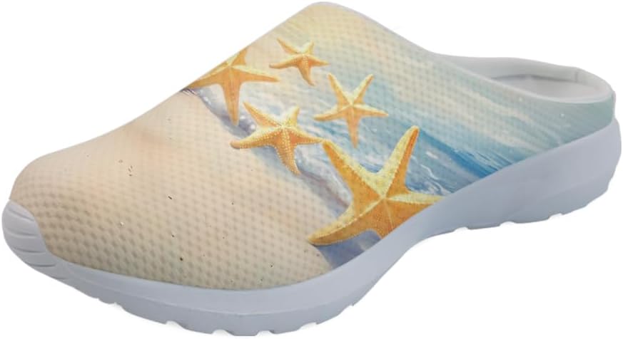 

Женские мюли Forchrinse South Indian Aztec с полоской, тапочки на плоской подошве с поддержкой свода стопы, для ходьбы, садовые сабо, легкие, Hawaiian Starfish