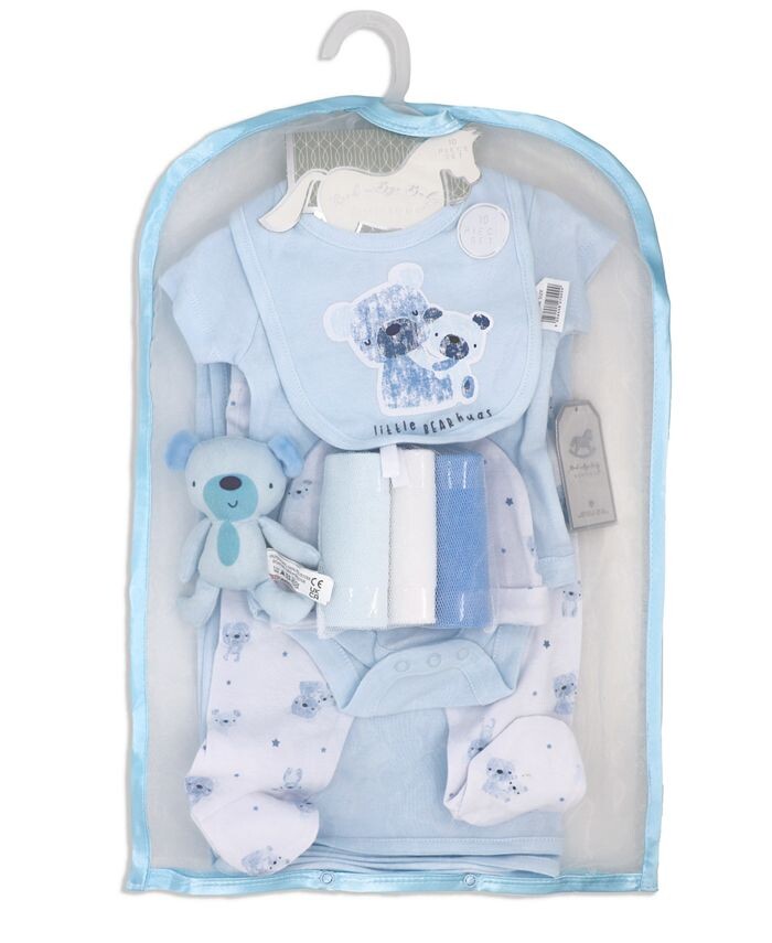 Подарок Layette Little Bear Hugs для маленьких мальчиков, набор из 10 предметов Rock-A-Bye Baby Boutique, синий — фото 2