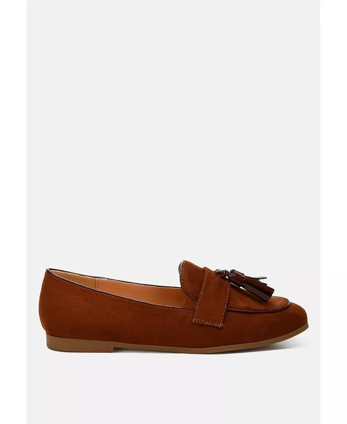 Фольклорные лоферы с кисточками из микро-замши Rag & Co, коричневый
