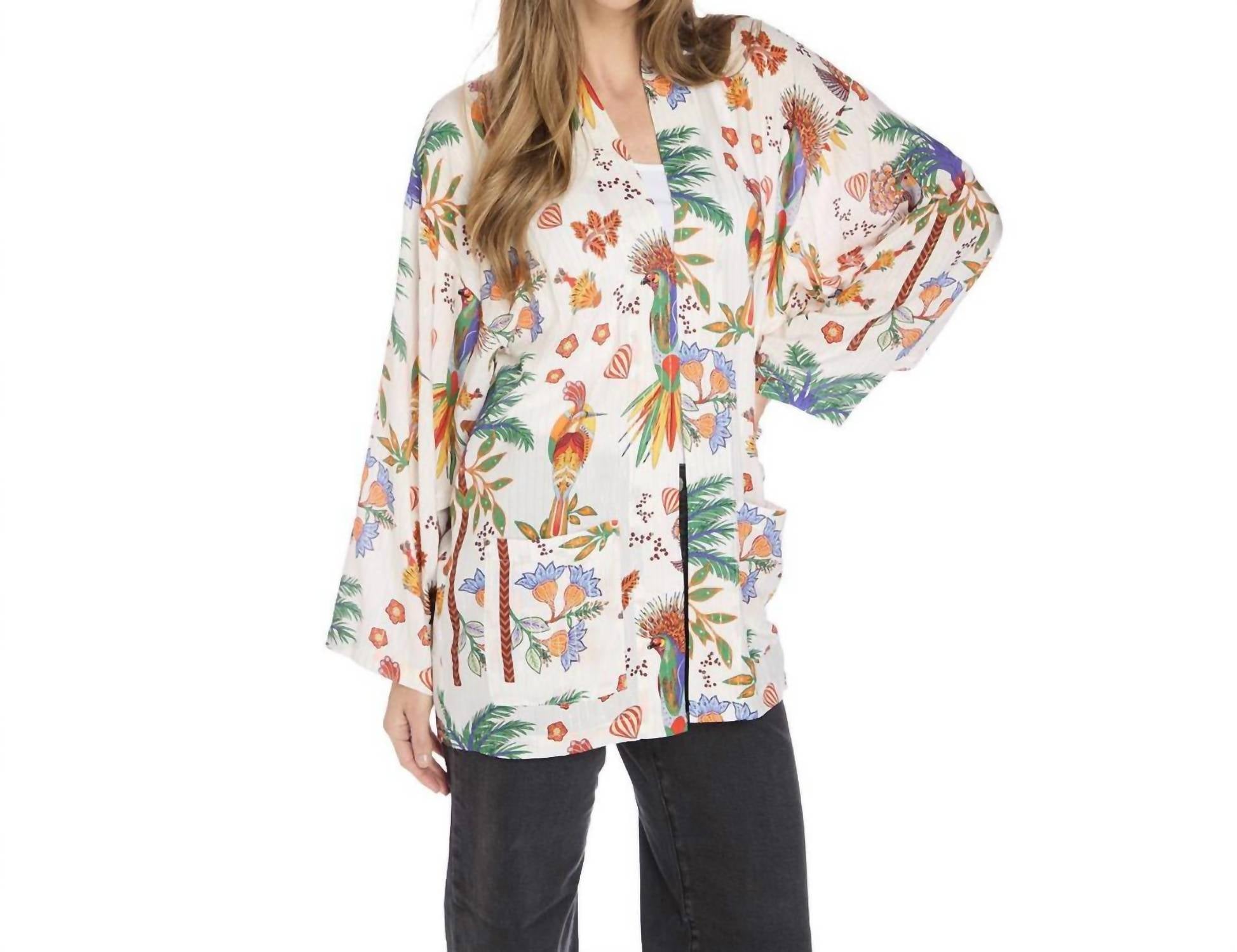 

Райская птица тропический кимоно в розовом TWO'S COMPANY