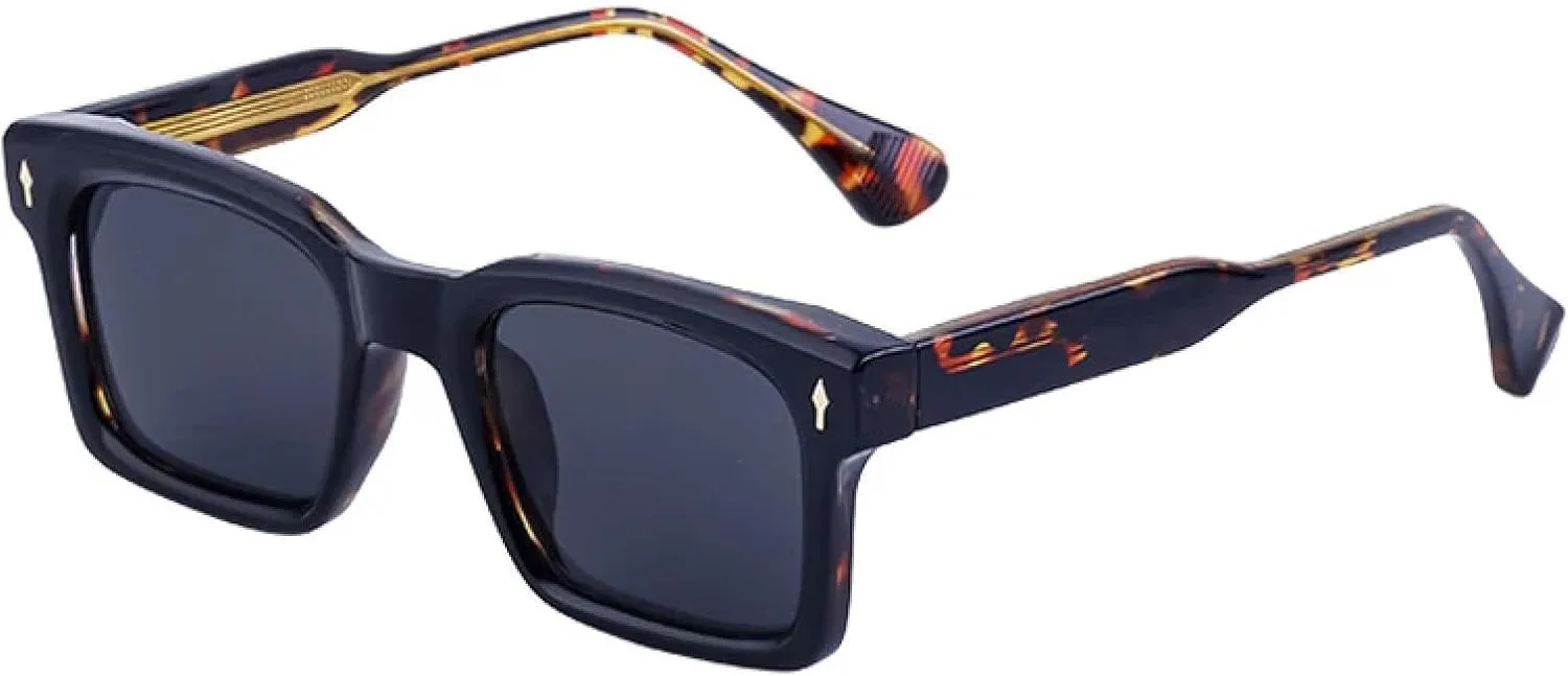 

Ретро-заклёпки, женские солнцезащитные очки класса люкс, модные очки с леопардовым принтом, защита от УФ-излучения UV400, мужские HHZZYVY, Matte Black Leopard