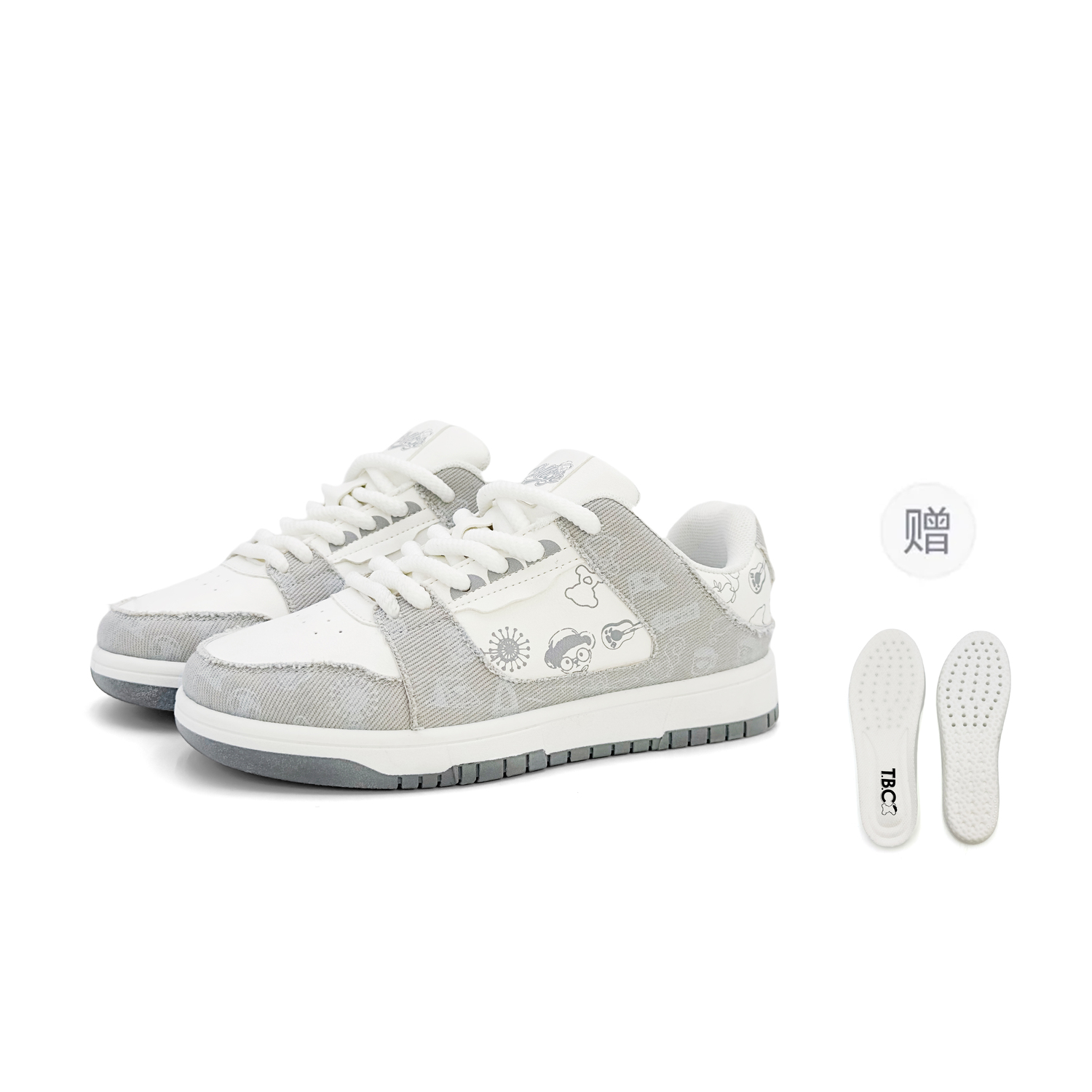 

Teddy Bear Collection Низкие скейтерские кроссовки унисекс светло-серые [с бесплатной латексной стелькой для большего комфорта], цвет Light Gray[Free Latex Insole-More Comfortable]