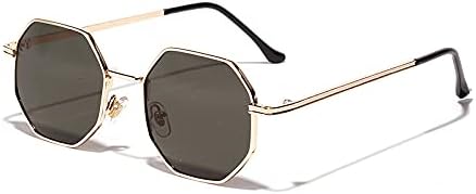 

Солнцезащитные очки в ретро-стиле с металлической оправой и шестиугольным оправой, цвет розовое золото, защита от ультрафиолета UV400, модель 2027 года MTZJH, Golden Dark Green