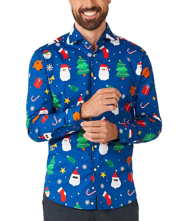 

Мужская синяя праздничная рубашка с длинным рукавом OppoSuits, синий