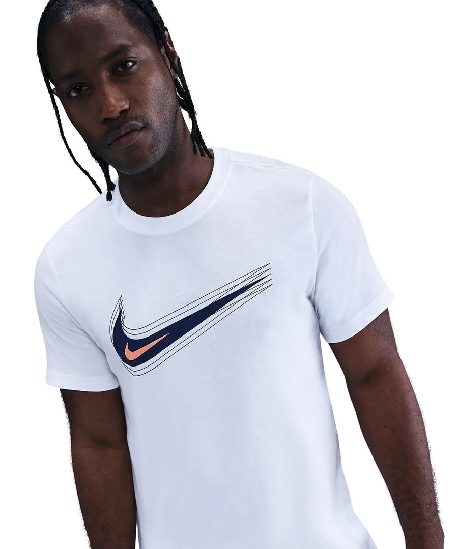 Мужская футболка с круглым вырезом и логотипом Swoosh Nike, белый — фото 2
