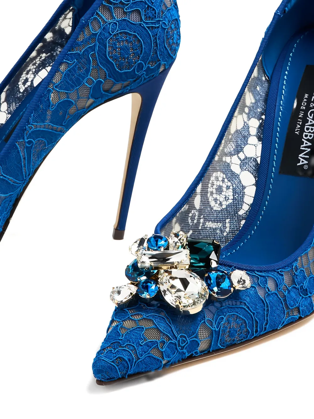Туфли-лодочки Rainbow Lace, 105 мм, украшенные драгоценными камнями DOLCE & GABBANA, синий — фото 4