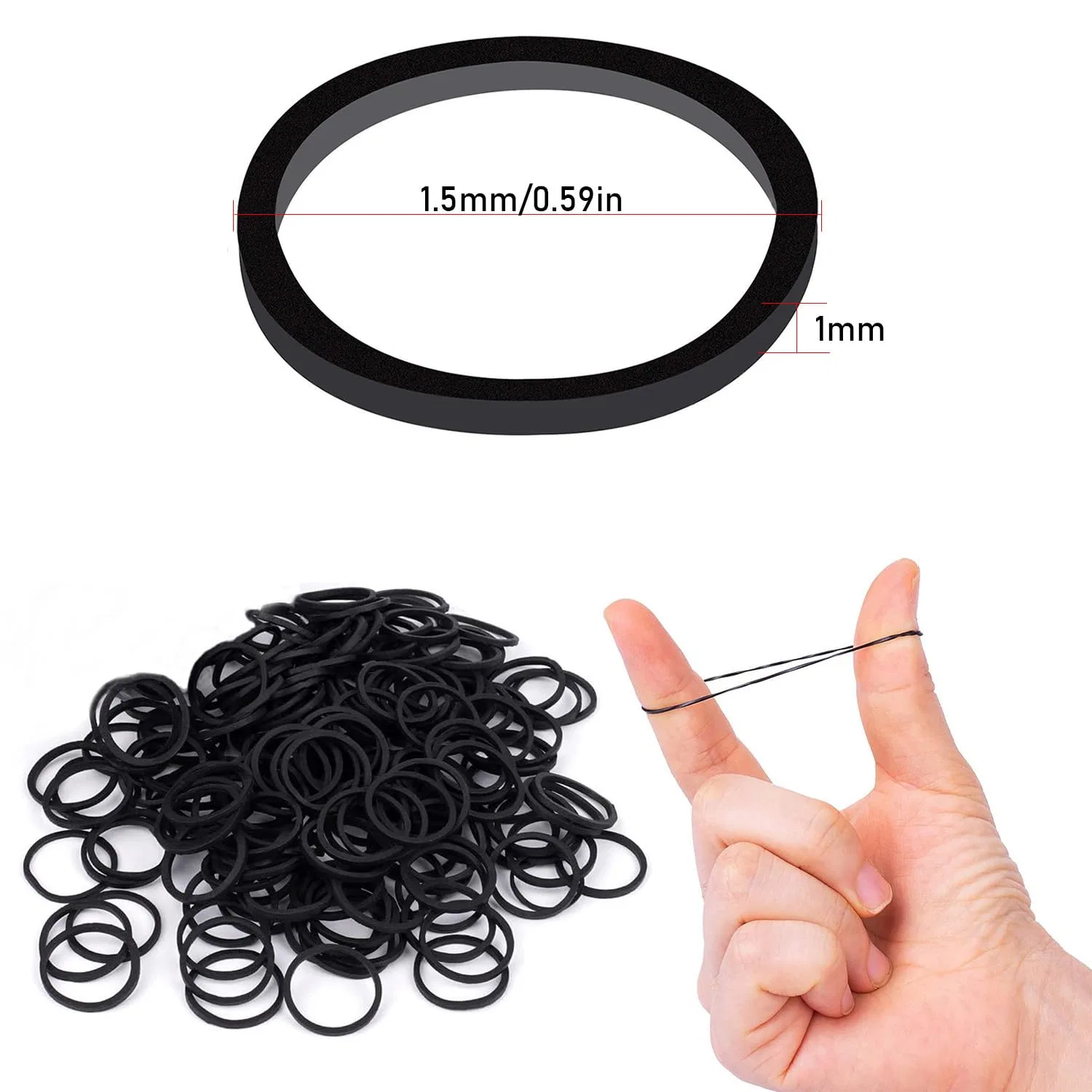 Набор из 500 черных резинок для волос Xmbygey, Black 500Pcs — фото 2
