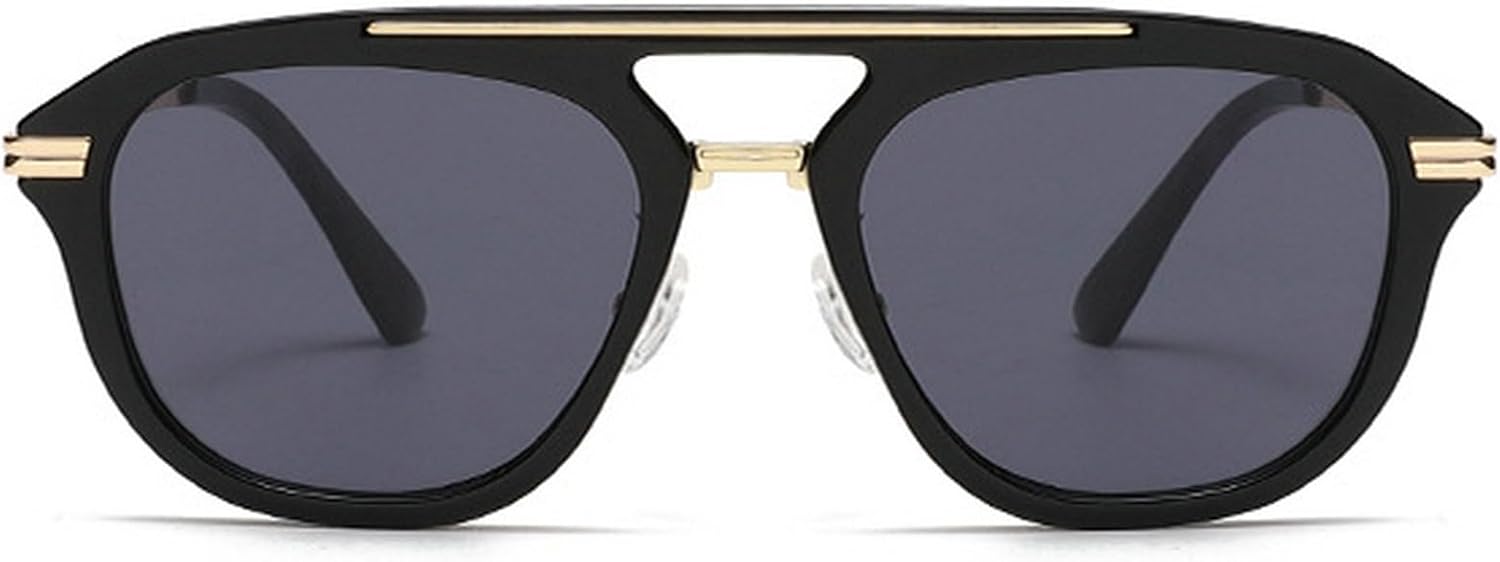 

Женские солнцезащитные очки-пилот 2025 года, роскошная металлическая оправа с двойным дужком, винтажные солнцезащитные очки-пилот для защиты от УФ-излучения mincl, Black