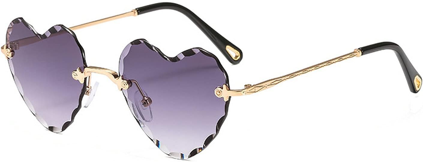 

Солнцезащитные очки COTIA в форме сердца, без оправы, очаровательные солнцезащитные очки с градиентными линзами в форме сердца, безрамочные, с волнообразными линзами, женские, с защитой от УФ-излучения UV400, Gray