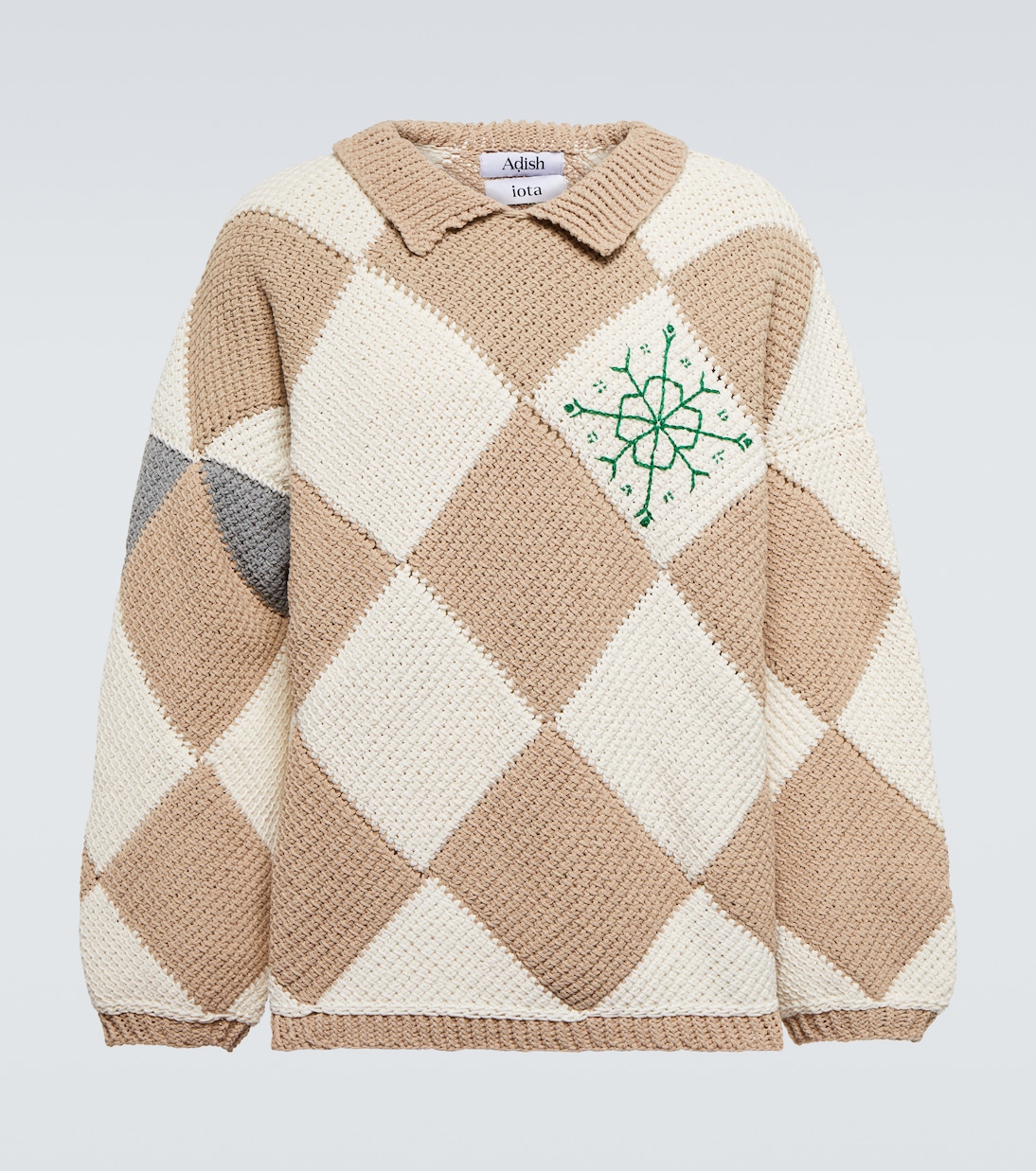 

Жаккардовый хлопковый свитер Adish, Off White-Camel