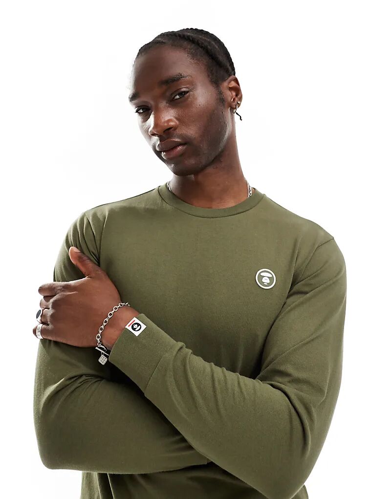 

Футболка с длинными рукавами и логотипом Aape by A Bathing Ape цвета темного хаки