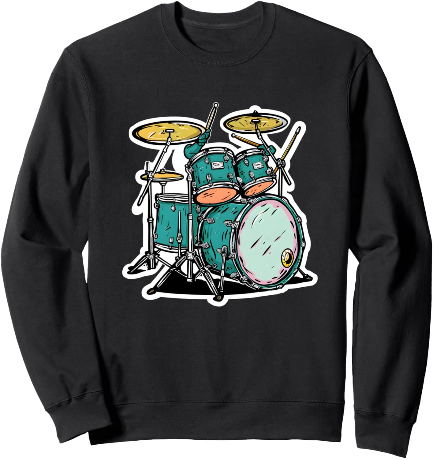 

Толстовка с изображением ударной установки в мультяшном стиле Funny Drum Musician Graphic Shirts And Gifts, черный