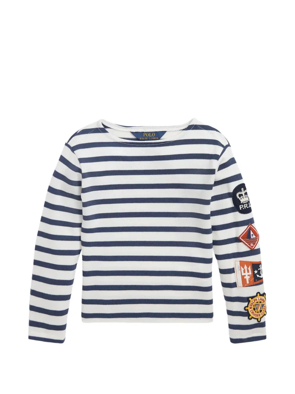 Полосатая футболка с нашивками Polo Ralph Lauren Kids, белый