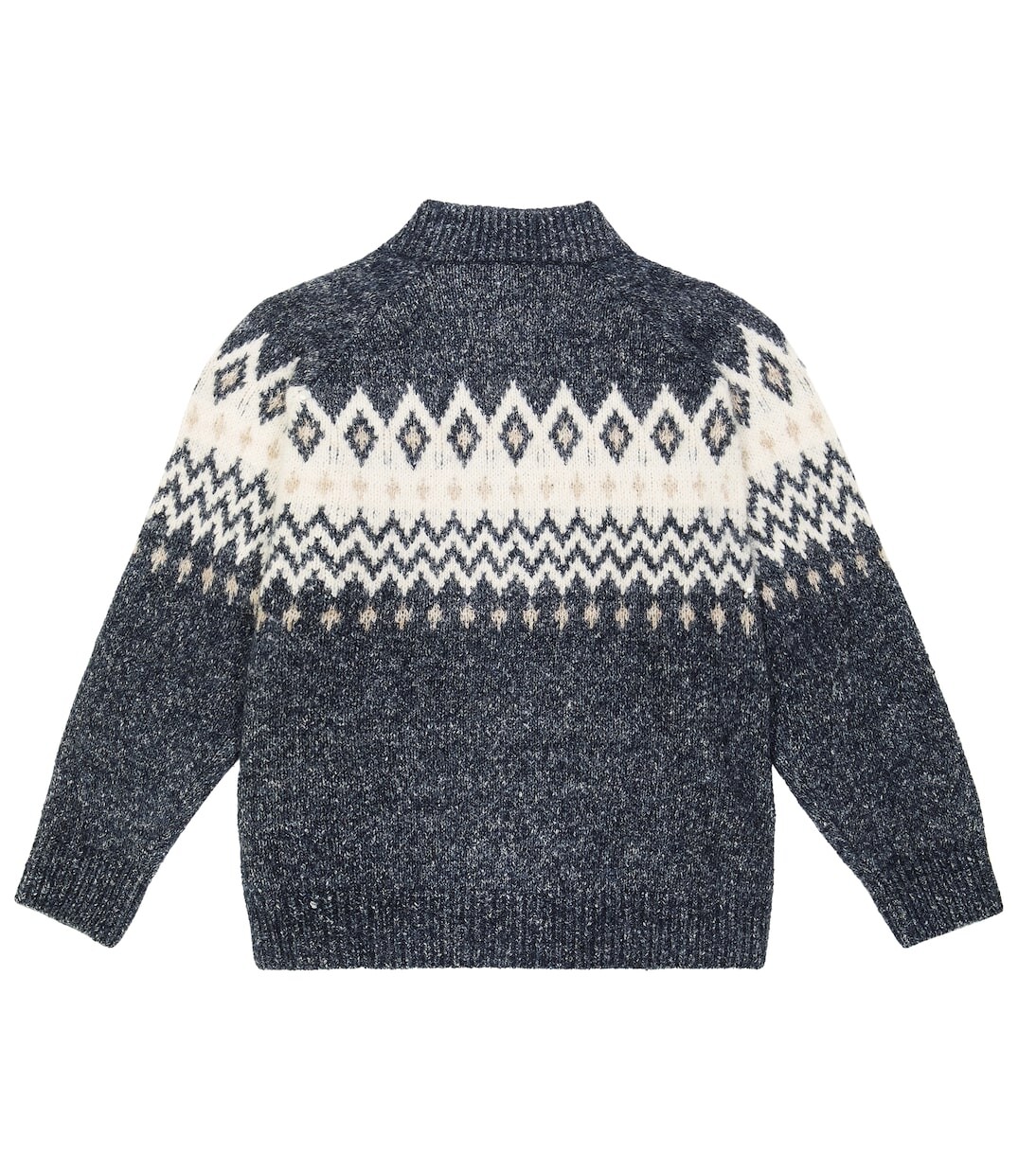 Кардиган вязки интарсия с жаккардовым узором Brunello Cucinelli Kids, серый — фото 3