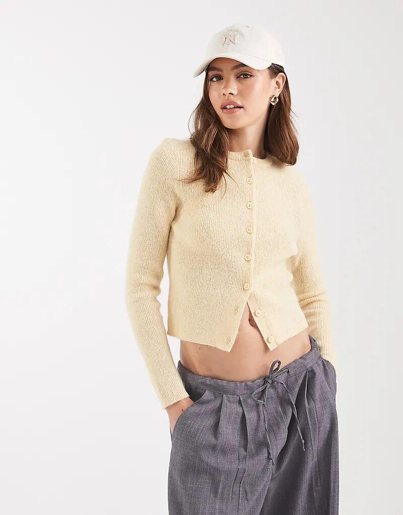 

Микрокардиган ASOS DESIGN с круглым вырезом цвета пахты
