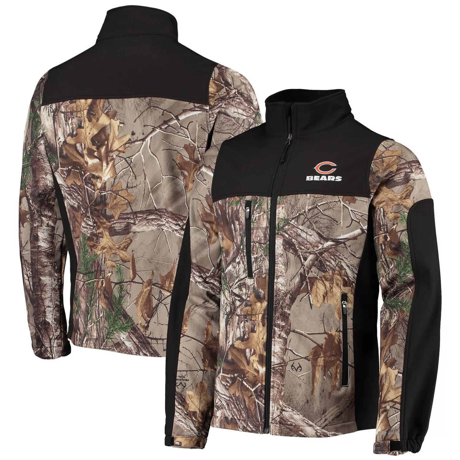 

Мужская куртка Dunbrooke Realtree Camo/Black Chicago Bears Circle Hunter Softshell с молнией во всю длину