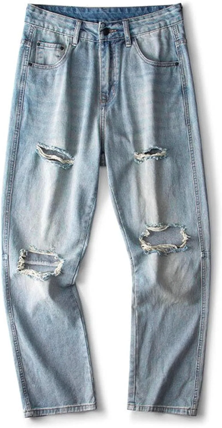 Джинсы свободные Baggy Ripped, Light Blue — фото 4