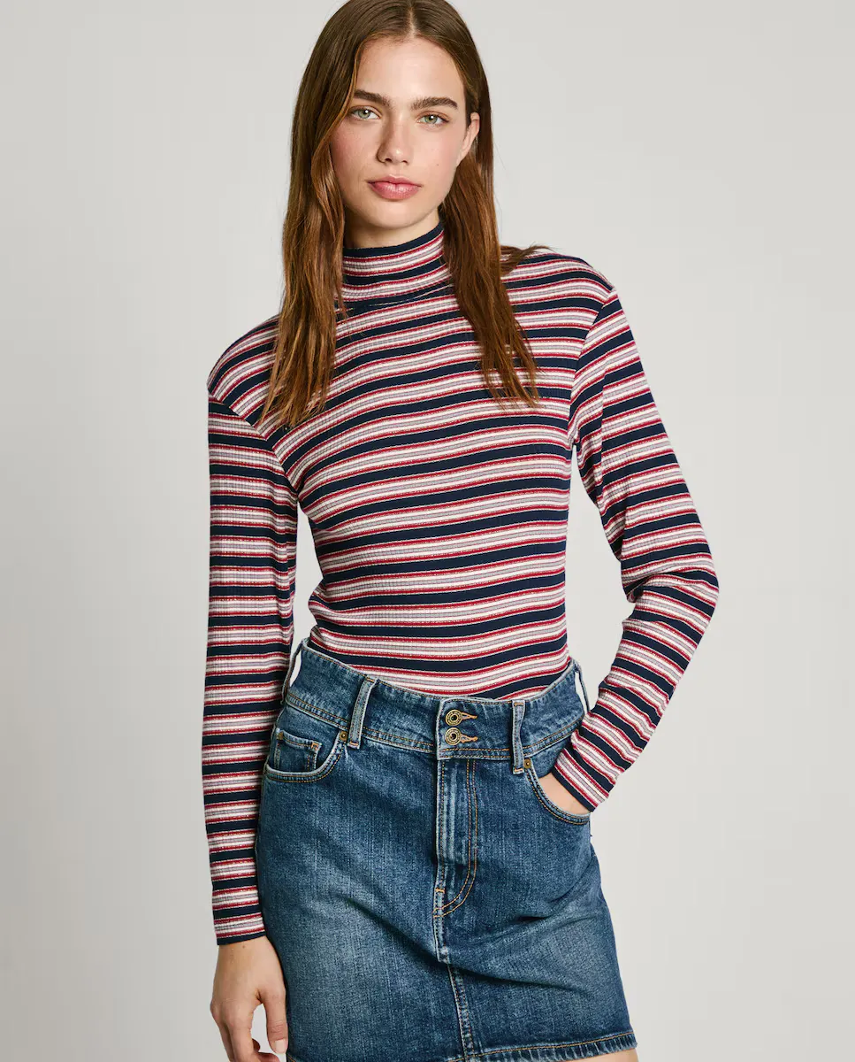 

Женская футболка в полоску с длинными рукавами Pepe Jeans, темно-синий
