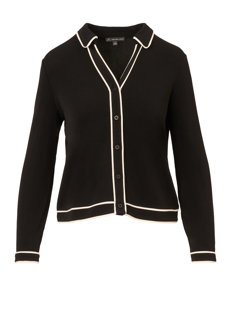 

Блуза Adrianna Papell Button Down Long Sleeve Knit Top with Contrast Edge Binding, черный