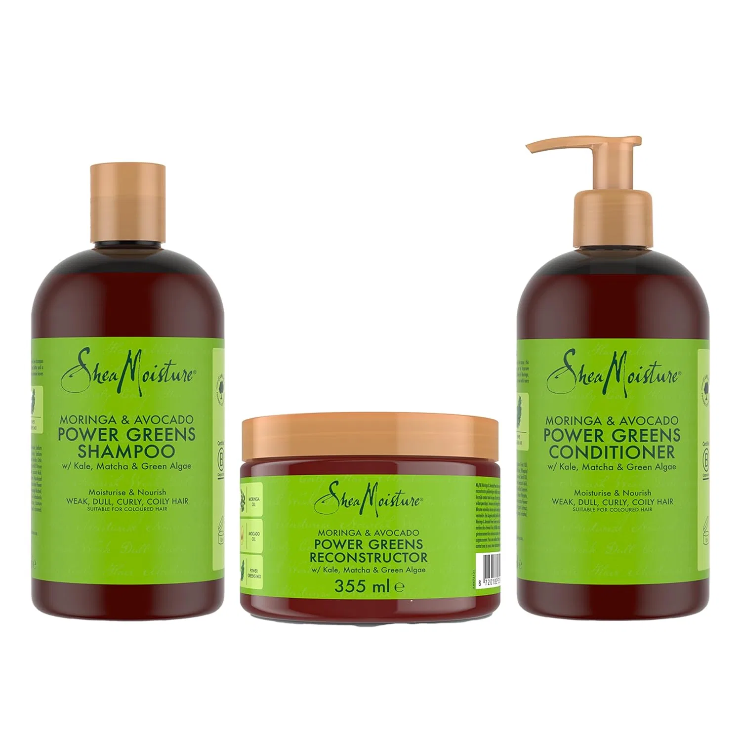 Набор SheaMoisture Moringa & Avocado Power Greens: шампунь, кондиционер и маска для волос, 3 шт. Shea Moisture