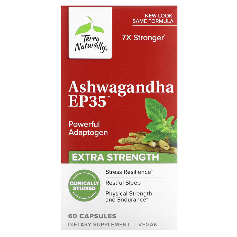 

Terry Naturally, Ashwagandha EP35, ашваганда, повышенная сила действия, 150 мг, 60 капсул