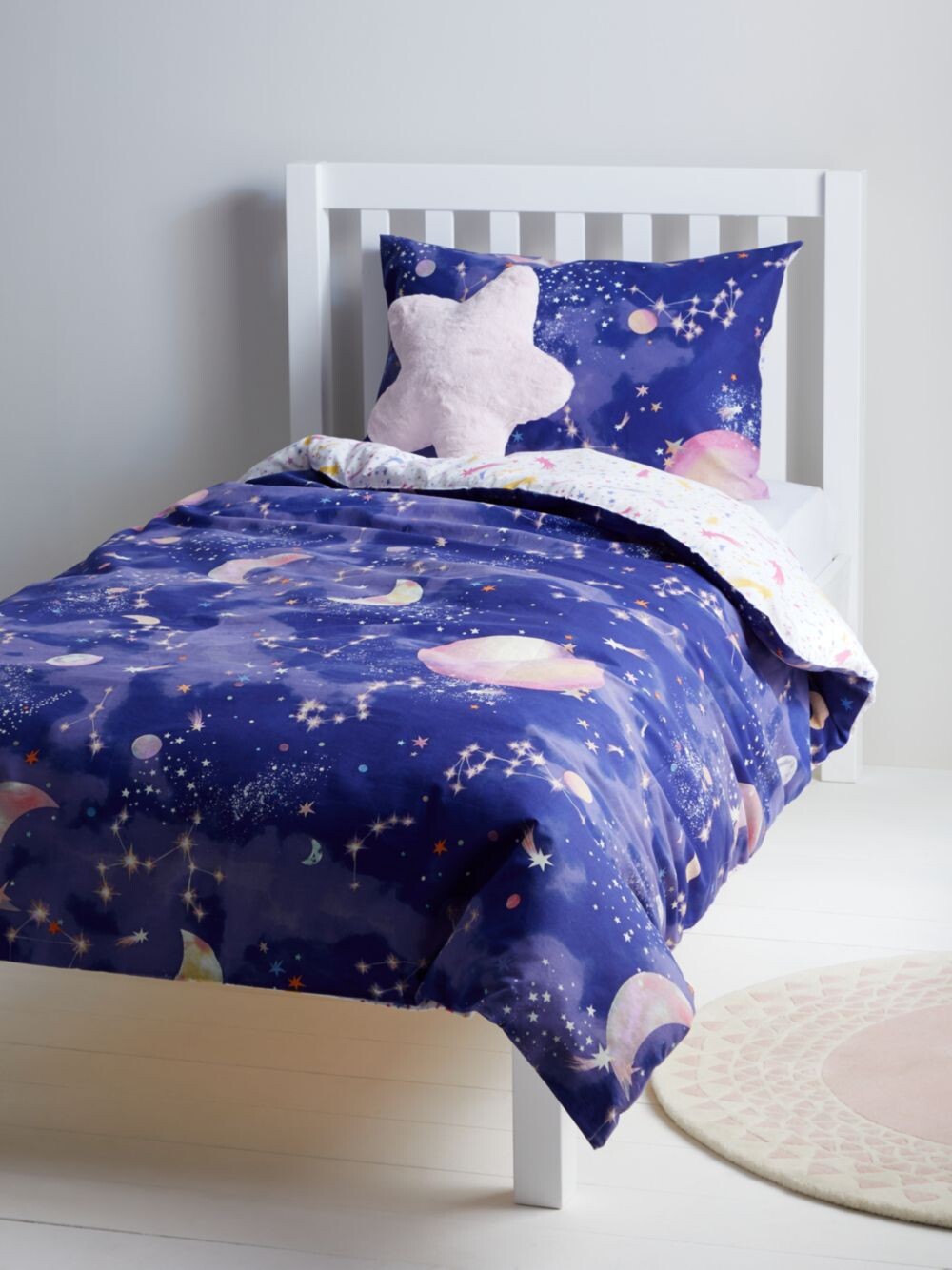 

Двусторонний хлопковый пододеяльник и наволочка John Lewis Constellation, светящийся в темноте, одинарный, синий