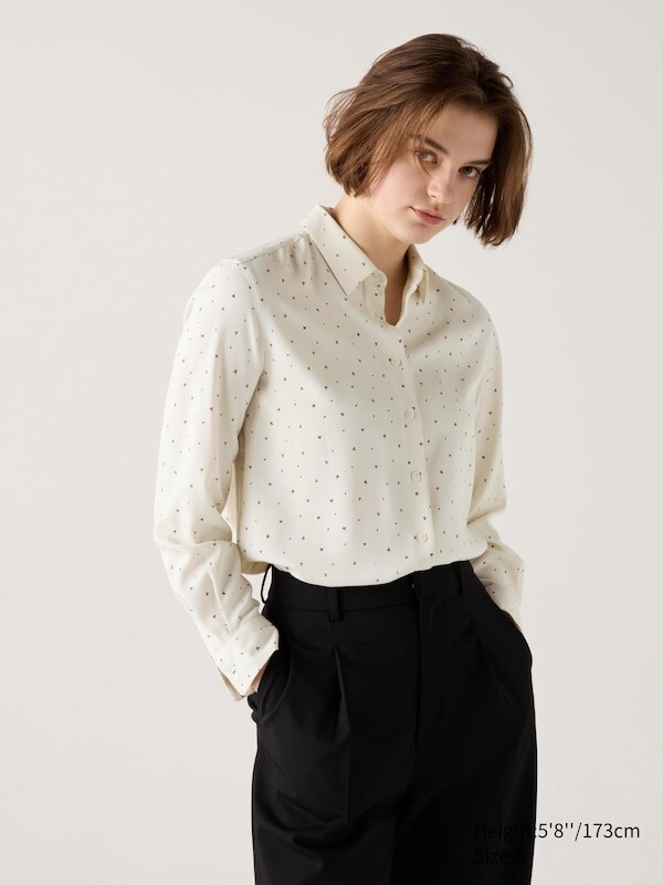 

Блузка из вискозы с принтом Uniqlo, белый