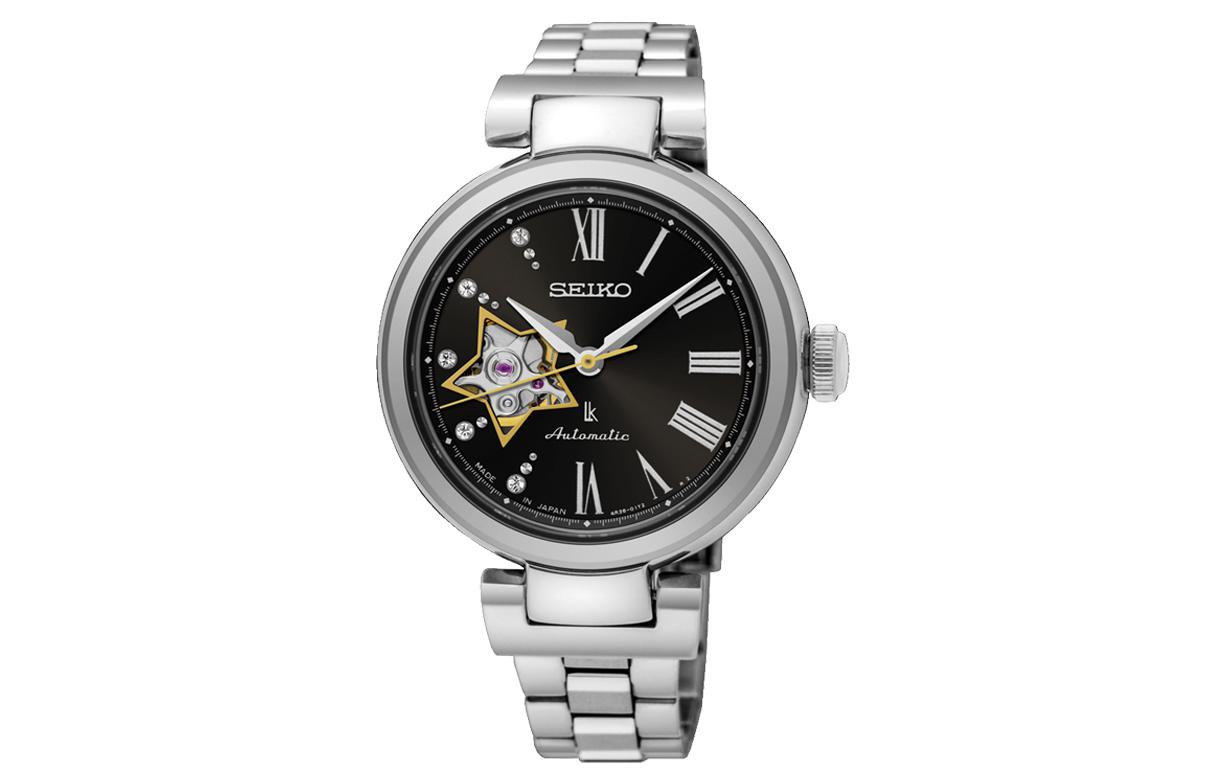 

SEIKO Женские часы Lukia с автоматическим механизмом, стальным ремешком и черным циферблатом