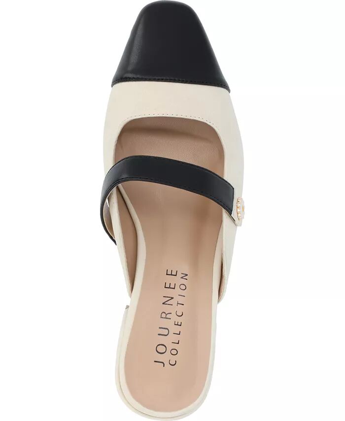 Женские мюли Dalla Block Heel Mary Jane Journee Collection, коричневый/бежевый — фото 4