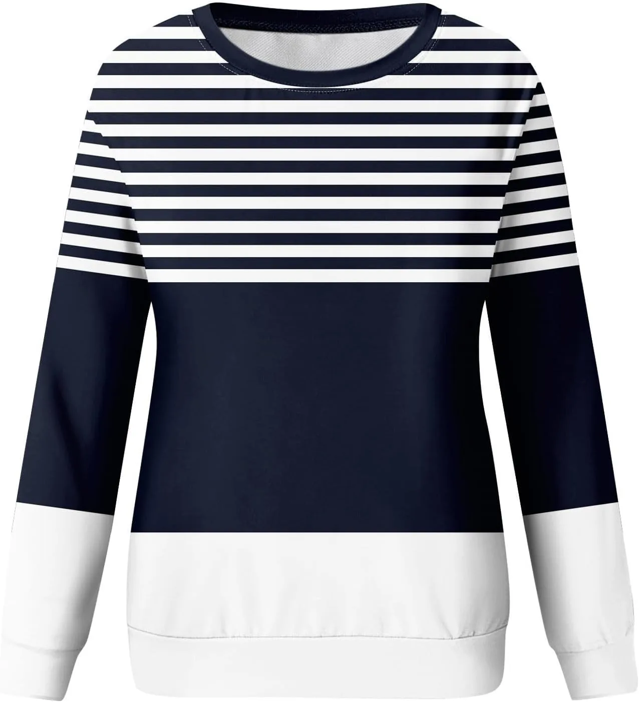 Поло в полоску для женщин, Casual, свободный крой, длинный рукав, Plus Size — фото 3