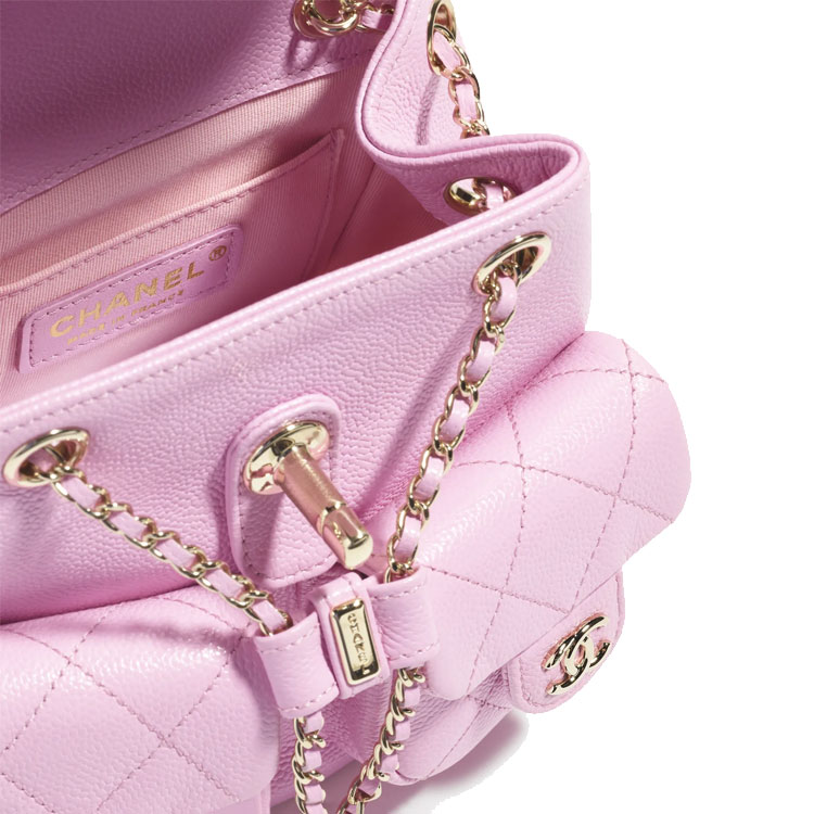 CHANEL Розовый женский рюкзак из зерненой телячьей кожи — фото 4
