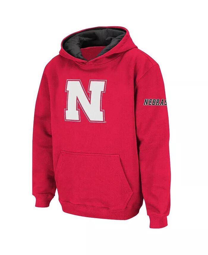 Пуловер с капюшоном и большим логотипом Big Boys Scarlet Nebraska Huskers Colosseum, красный — фото 3