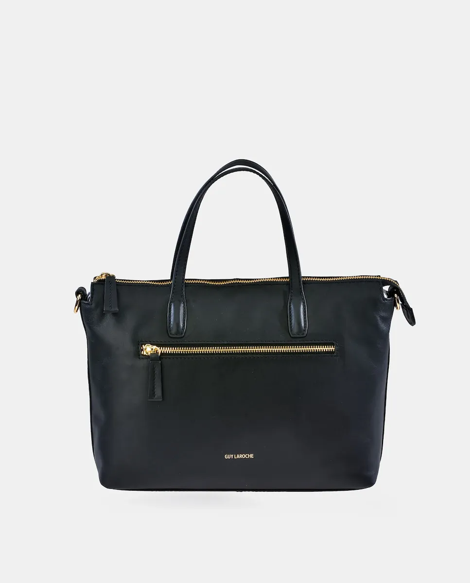 

Кожаная сумка для переноски с двумя ручками и плечевым ремнем Guy Laroche, черный