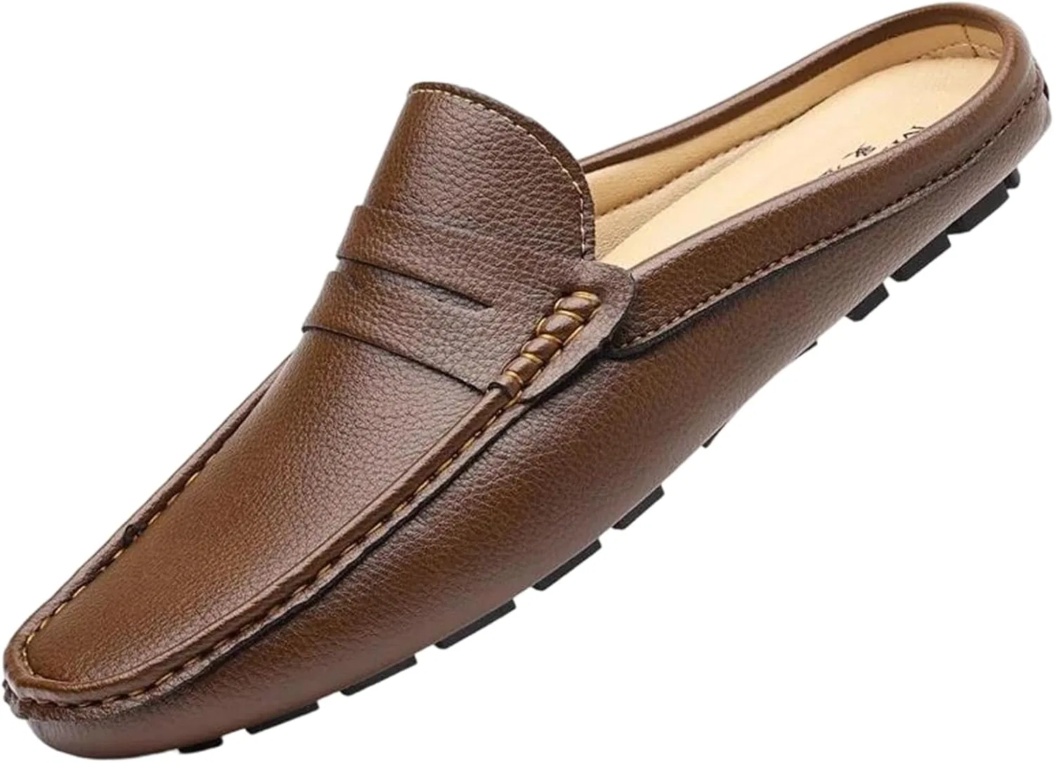 Лоферы мужские кожаные Adhdyuud Penny Loafers, коричневый