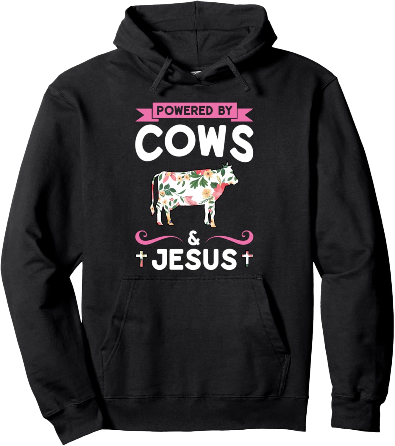 

Толстовка Power by Cows & Jesus Cows Jesus & Christ Gift, черный