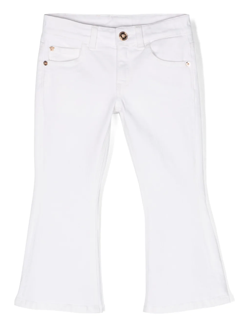 

Расклешенные джинсы с нашивкой-логотипом Versace Kids, белый