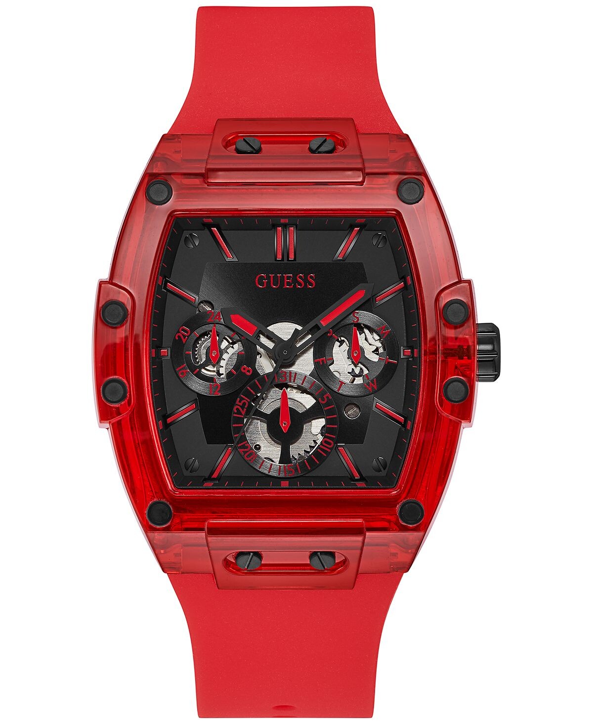 

Мужские часы с красным силиконовым ремешком 43 мм GUESS