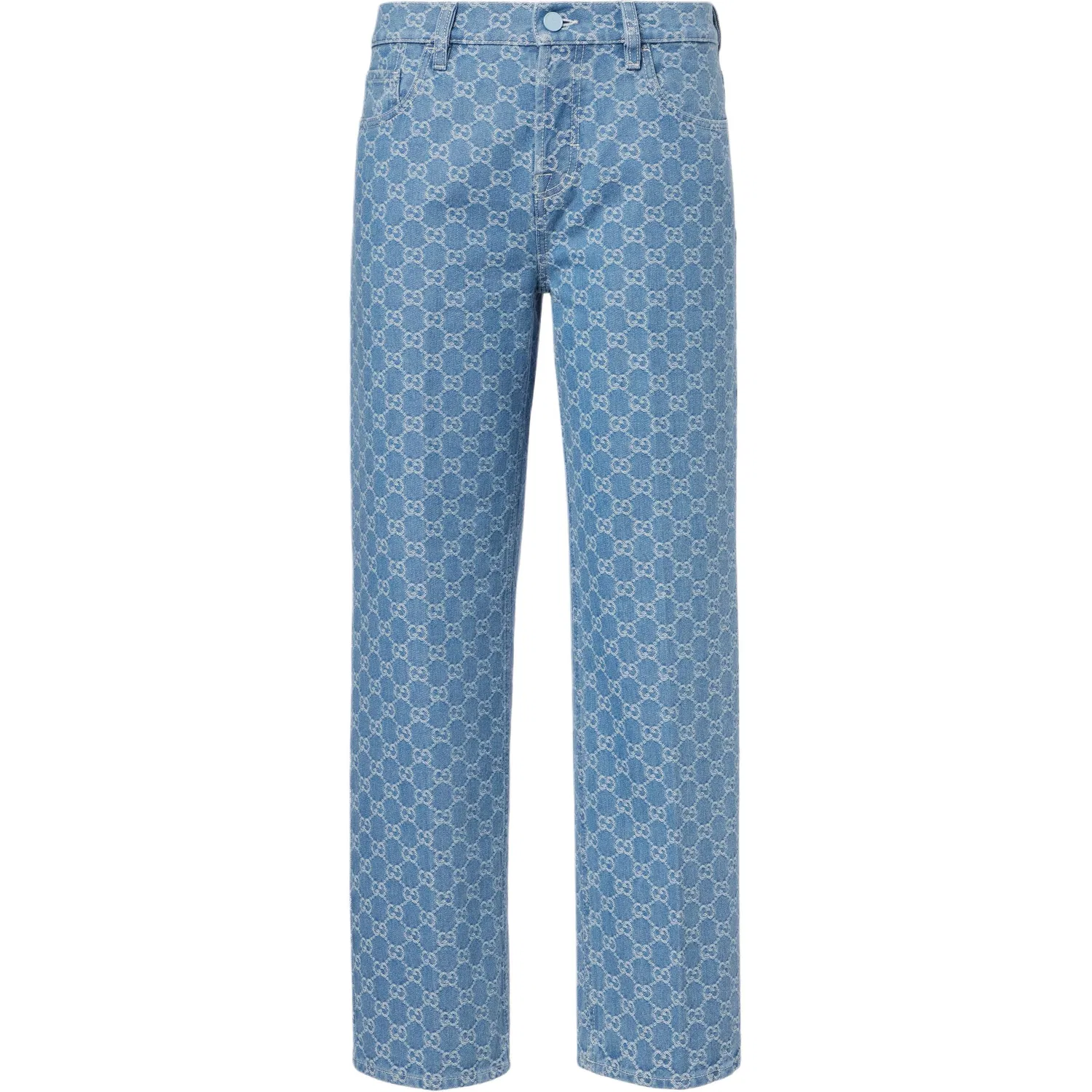 Брюки джинсовые жаккардовые GUCCI, с жаккардовым узором, синий