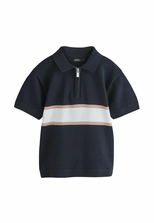 Поло Next, navy blue colour block, цветовая блокировка темно-синего цвета