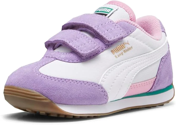 Детские кроссовки PUMA Easy Rider без шнурков для девочек, повседневные - фиолетовые, серебристые, серебристый/белый — фото 3