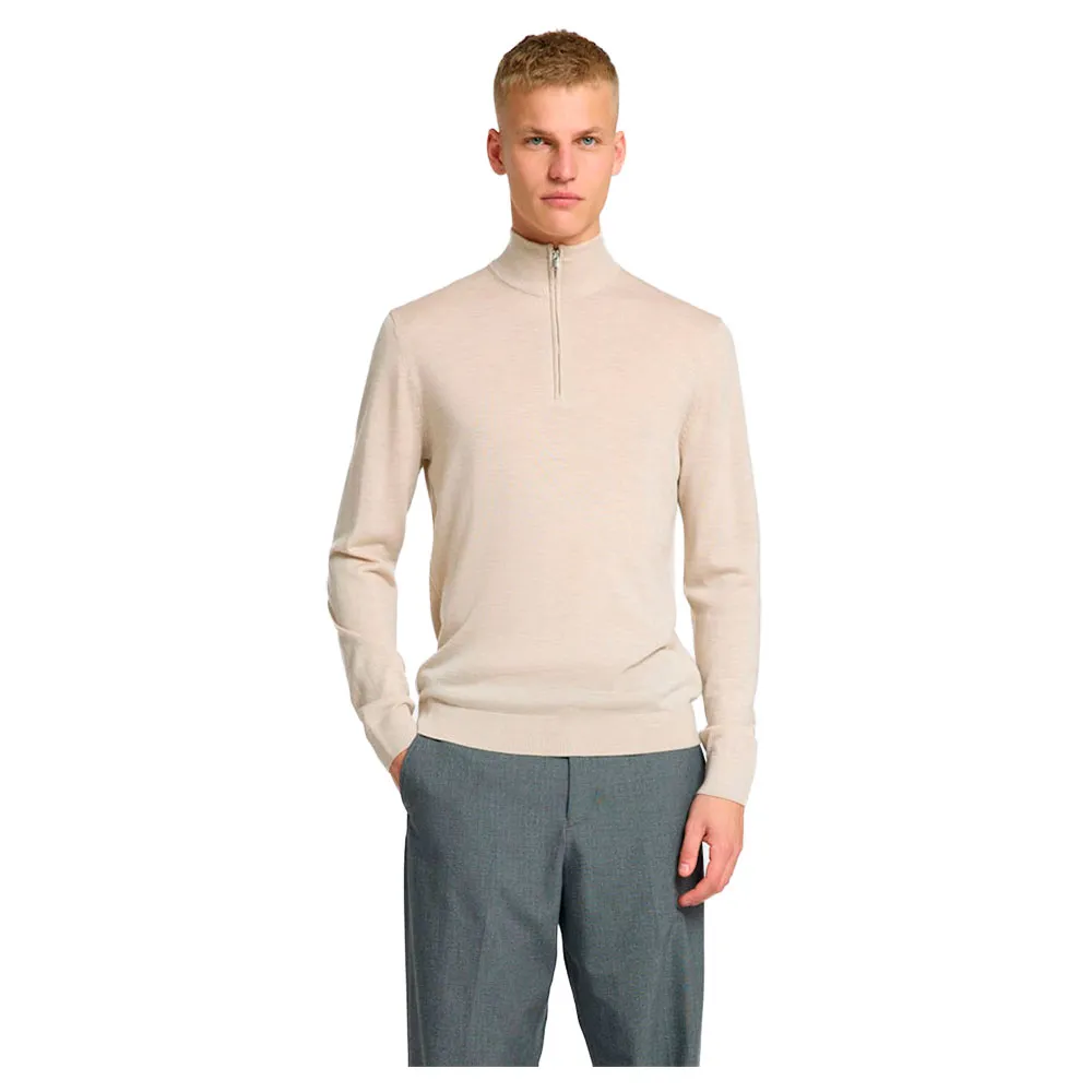 

Свитер Selected Tray half zip, бежевый
