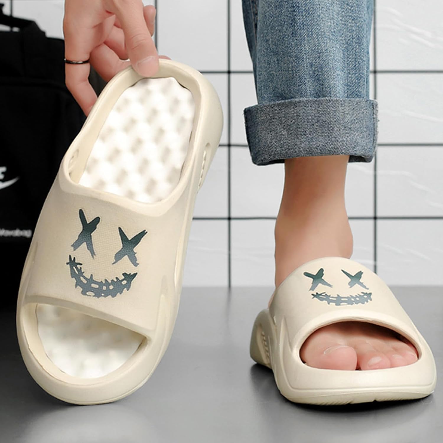 Мужские шлепанцы Gezolligheid Fashion, женские мягкие легкие домашние шлепанцы для душа, нескользящие пляжные шлепанцы, удобные тапочки, сандалии из ЭВА, Sand — фото 2