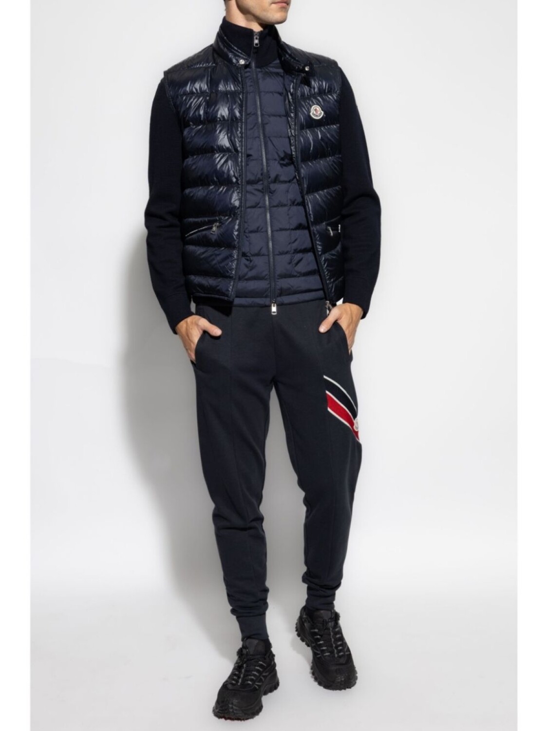 

Moncler стеганый жилет с логотипом Gui, синий