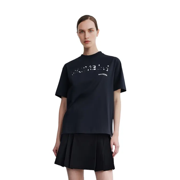 Футболка женская Balenciaga Large Fit, черный / белый — фото 3