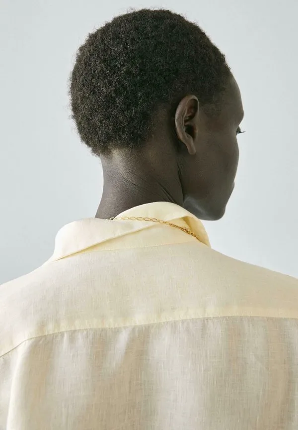 Струящаяся блузка на пуговицах Massimo Dutti, Light Yellow — фото 4