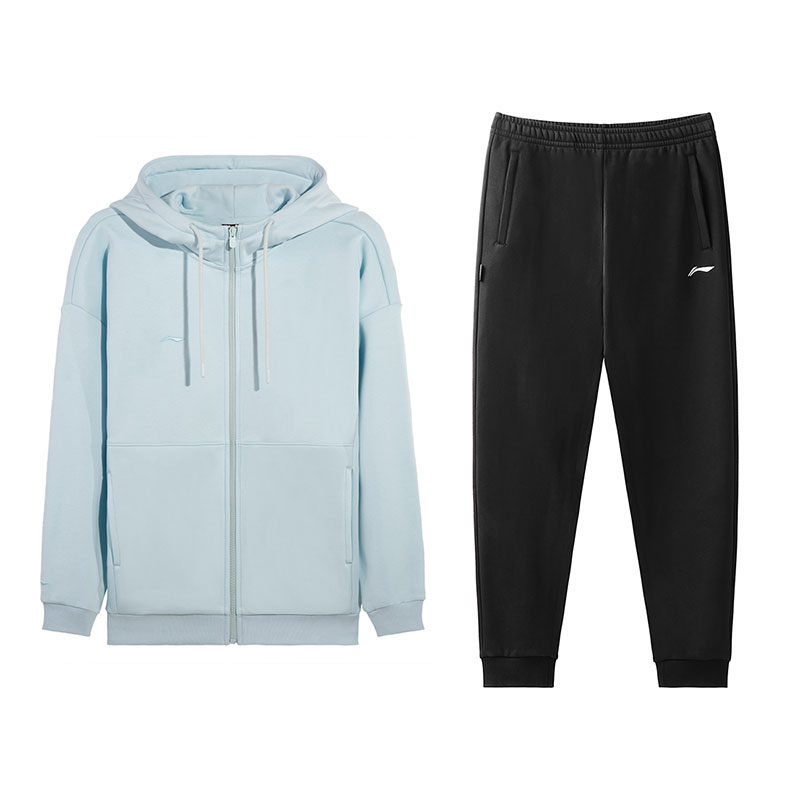 

LiNing Повседневная спортивная одежда унисекс, светлый темно-синий top+черный pants