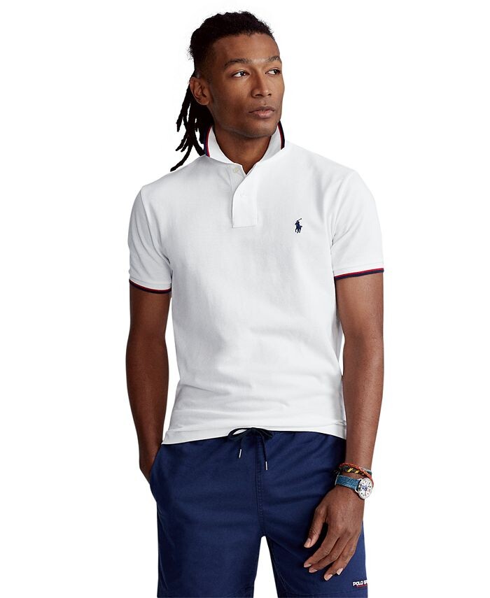 

Мужская рубашка-поло классического кроя в сетку Polo Ralph Lauren, белый