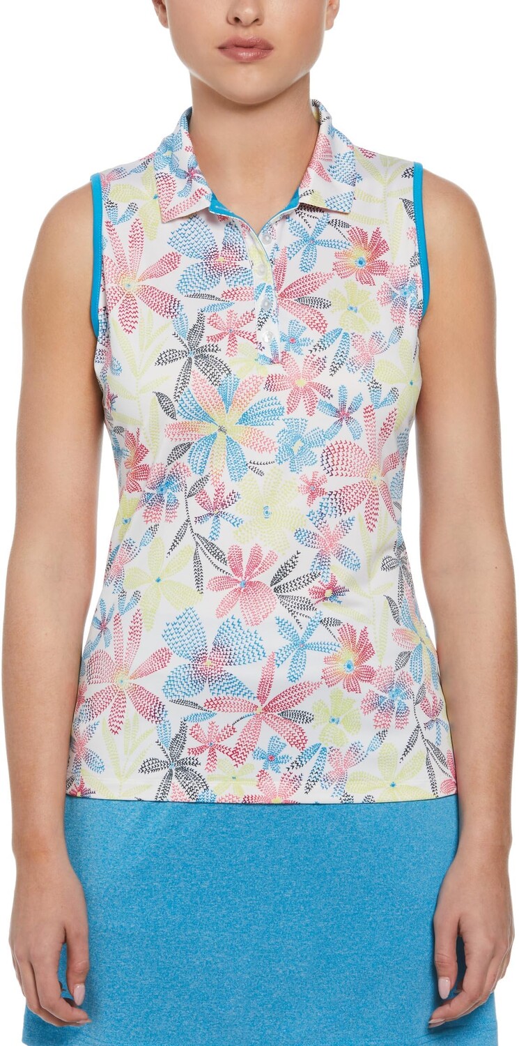

Поло Callaway Chevron Floral Sleeveless Polo, цвет Brilliant White