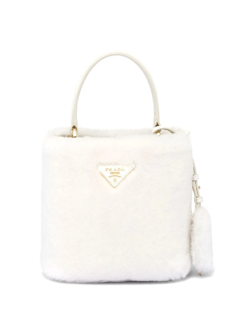 

Сумка-тоут Mini Panier из овчины Prada, белый